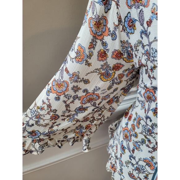 Cynthia Rowley Blouse Women's Large Multicolor Viscose Floral Boho Peasant Top - Picture 5 of 12